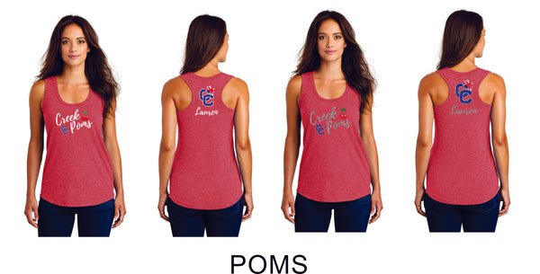 Creek Poms Triblend Ladies Tank- 5 designs