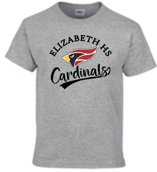 Elizabeth HS Basic Tee CARDINALS Design- Matte or Glitter