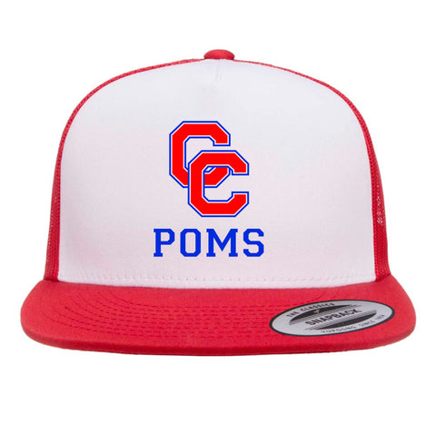 Creek Poms Flat Bill Hat- embroidered- 2 colors