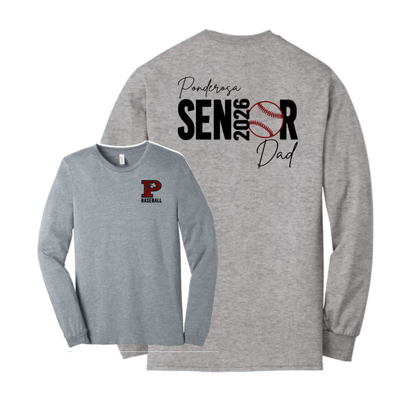 Pondo Baseball Unisex Long Sleeve Tee- Senior Dad Design