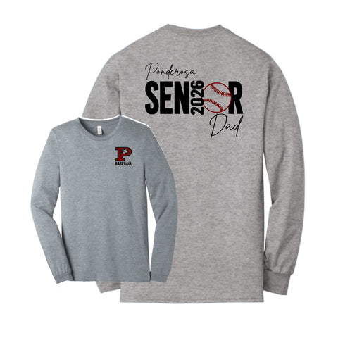 Pondo Baseball Unisex Long Sleeve Tee- Senior Dad Design
