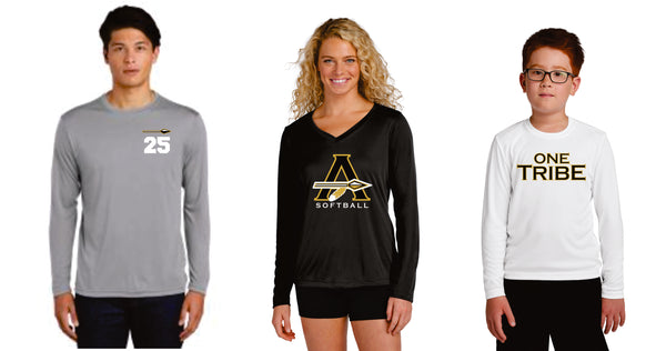 AHS Softball Wicking Long Sleeve Tee- Youth, Ladies, Adult Sizes - 5 Designs