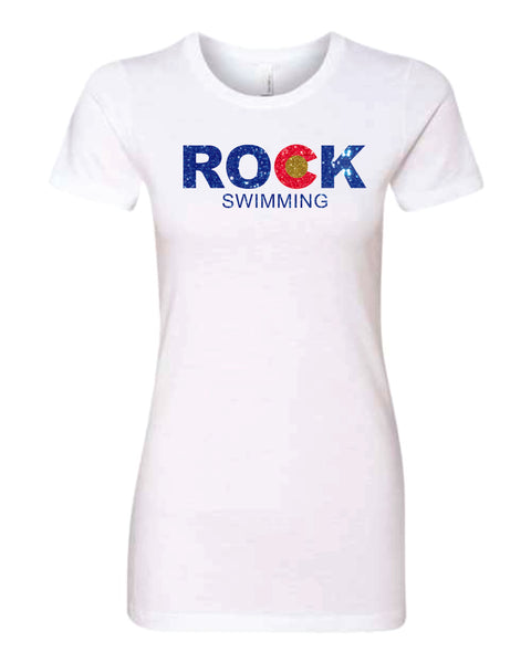 ROCK Swimming Premium Ladies Tee- 4 Colors- Matte or Gitter