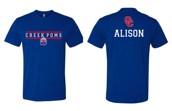 Creek Poms COLLEGIATE Tee- matte and glitter