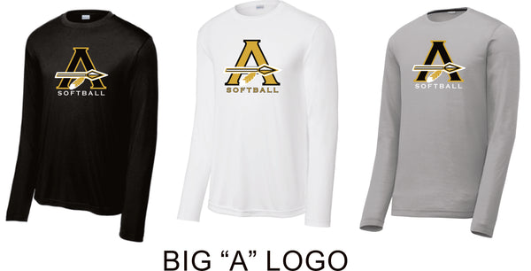 AHS Softball Wicking Long Sleeve Tee- Youth, Ladies, Adult Sizes - 5 Designs