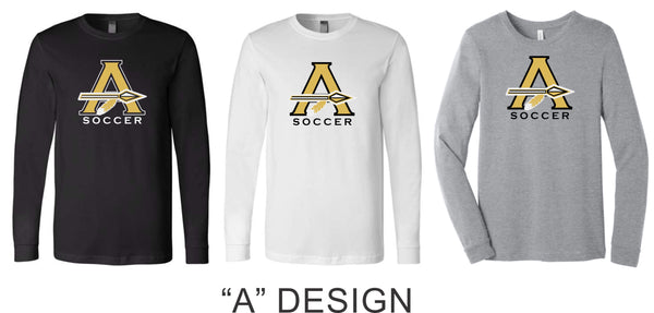 AHS Soccer Bella Canvas Long Sleeve Tee- 3 Colors- 4 Designs