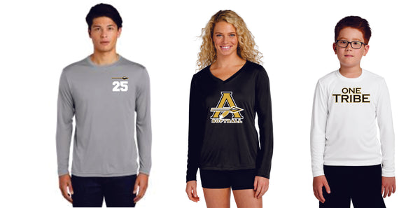 AHS Softball Wicking Long Sleeve Tee- Youth, Ladies, Adult Sizes - 5 Designs