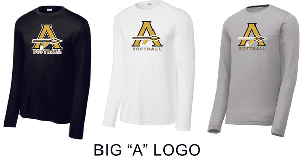 AHS Softball Wicking Long Sleeve Tee- Youth, Ladies, Adult Sizes - 5 Designs