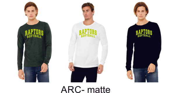 Raptors Softball Long Sleeve Tee- 3 Colors