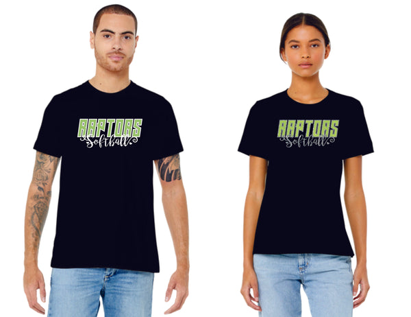 Raptors Softball SCRIPT Tee- Ladies and Unisex Sizes