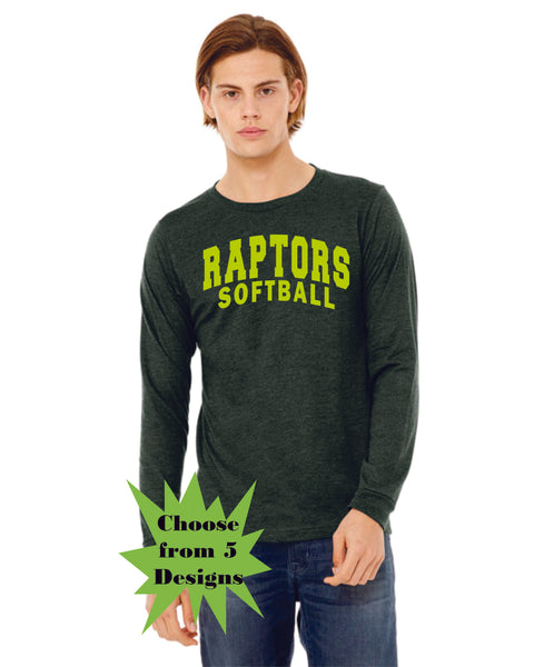 Raptors Softball Long Sleeve Tee- 3 Colors