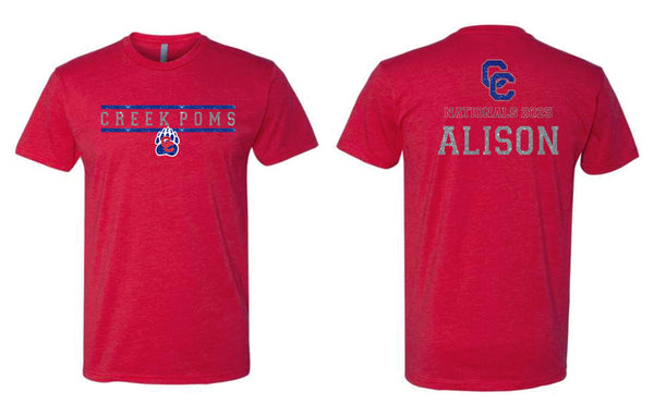 Creek Poms 2025 COLLEGIATE Tee- matte and glitter