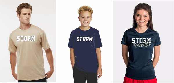 Storm Baseball Wicking Tee- Youth, Ladies, Adult Sizes