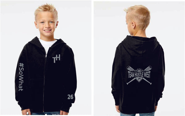 Team Hustle West Youth Full Zip Hoodie- 3 Designs GLITTER