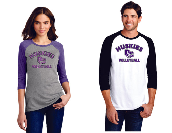 DCHS Volleyball Ladies or Unisex Raglan Tee- 3 Colors