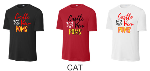 CV Poms Wicking Tee- Youth, Ladies, Adult Sizes- 5 designs