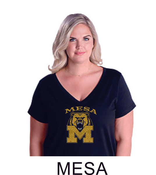 Mesa MS Curvy Ladies Tee- 3 designs- Matte or Glitter
