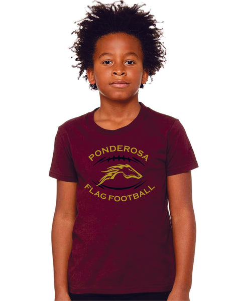 Pondo Flag Football FOOTBALL DESIGN Bella Canvas Tee- Matte or Glitter