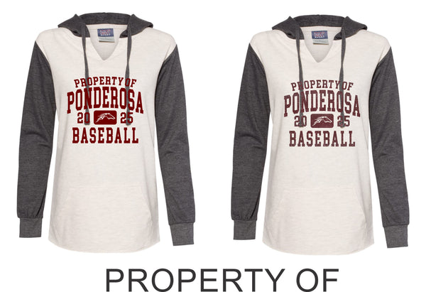 Pondo Baseball Ladies Raglan Hoodie - 12 Designs- Matte or Glitter