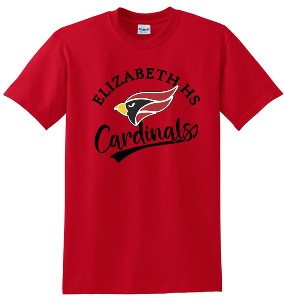 Elizabeth HS Basic Tee CARDINALS Design- Matte or Glitter