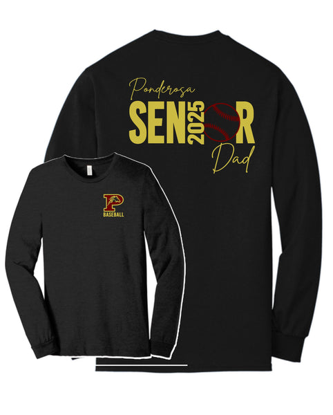 Pondo Baseball Unisex Long Sleeve Tee- Senior Dad Design