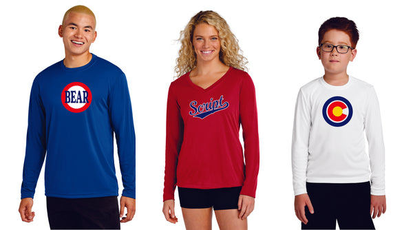 Parker Bears Wicking Long Sleeve Tee- Youth, Ladies, Adult Sizes