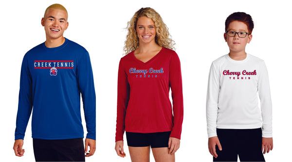 Creek Tennis Wicking Long Sleeve Tee- Youth, Ladies, Adult Sizes