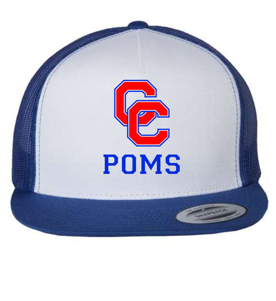 Creek Poms Flat Bill Hat- embroidered- 2 colors