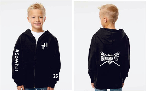 Team Hustle West Youth Zip Up Hoodie- 3 Designs