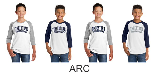 Timber Trail Youth Raglan- 5 designs- matte or glitter