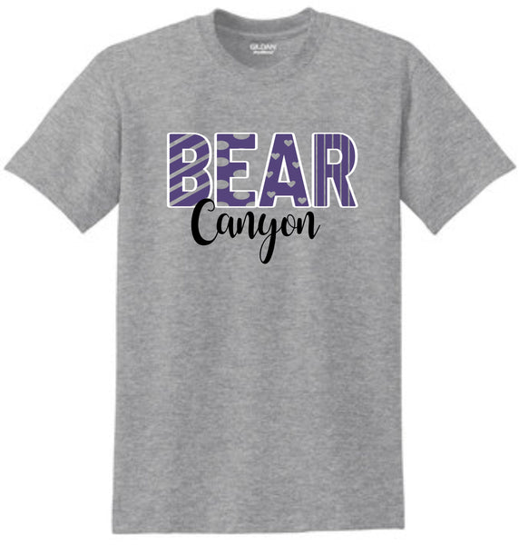 Bear Canyon Basic Tee FANCY Design- Matte or Glitter