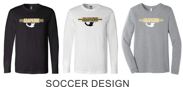 AHS Soccer Bella Canvas Long Sleeve Tee- 3 Colors- 4 Designs