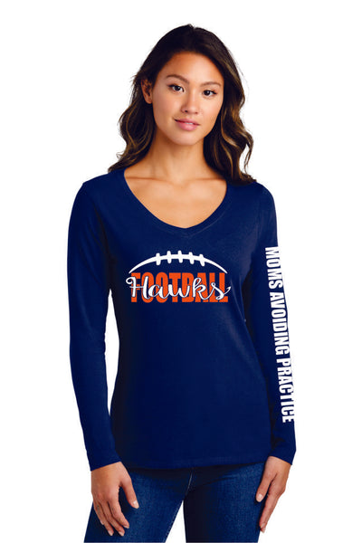 Hawks Football Long Sleeve Tee- Matte or Glitter