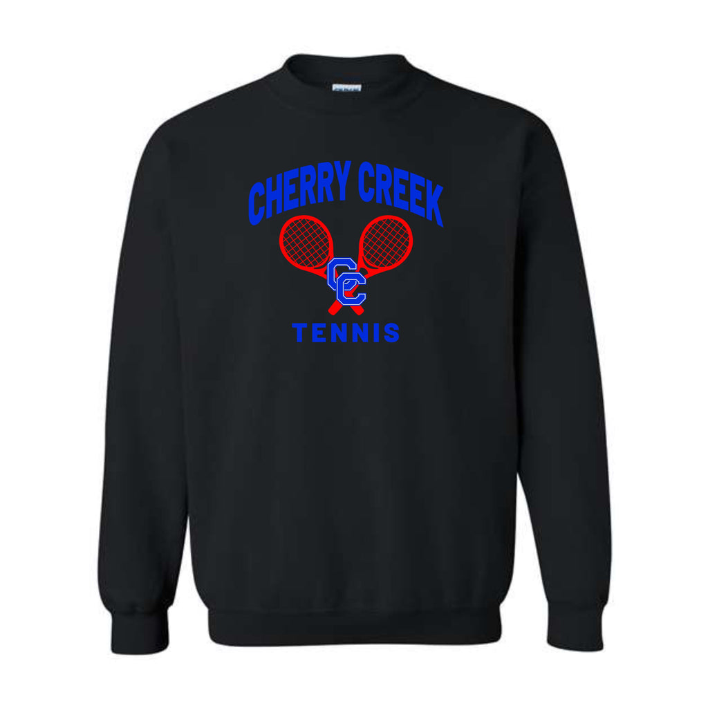 Creek Tennis Black LARGE RACQUET Crewneck Sweatshirt