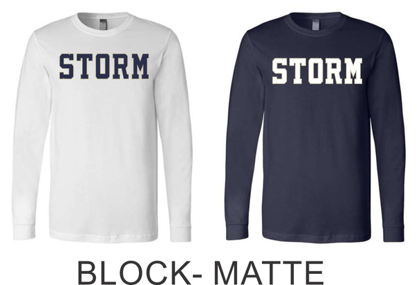 Storm Baseball Unisex Long Sleeve Tee-Matte or Glitter