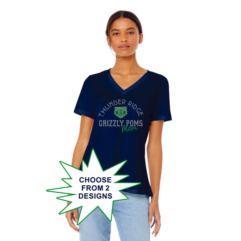 Thunder Ridge POMS MOM Ladies V-Neck Tee