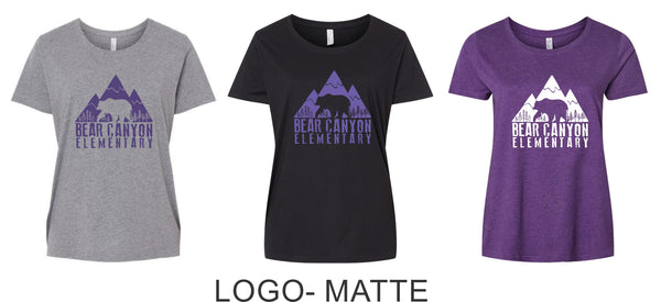 Bear Canyon Curvy Ladies Tee- Matte or Glitter- 4 Designs