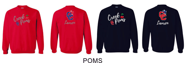 Creek Poms Crewneck Sweatshirt -5 designs