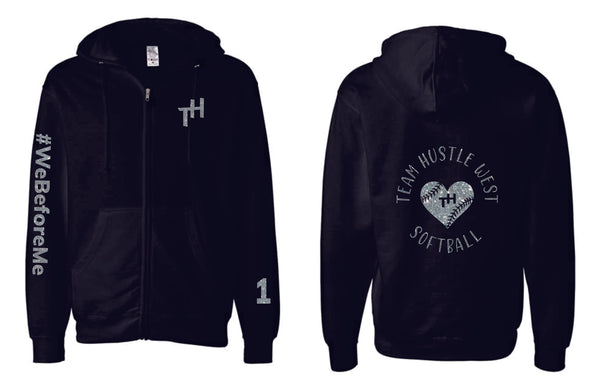 Team Hustle West Full Zip Hoodie- 3 Designs GLITTER