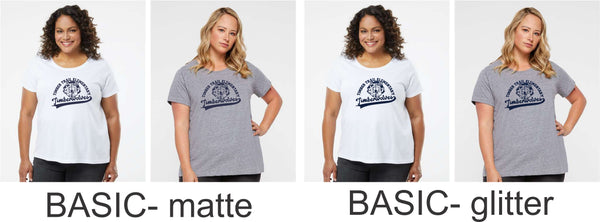 Timber Trail Curvy Ladies Tee- 5 designs- Matte or Glitter