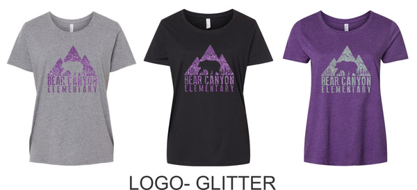Bear Canyon Curvy Ladies Tee- Matte or Glitter- 4 Designs