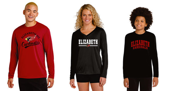 Elizabeth HS Wicking Long Sleeve Tee- Adult, Ladies, Youth Sizes