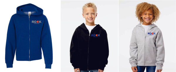 ROCK Swimming Youth Full Zip Hoodie- 3 colors- Matte or Glitter