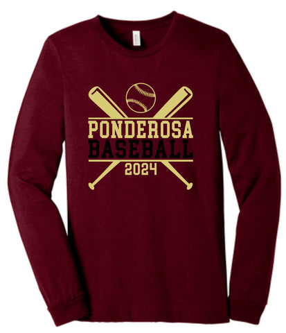 Pondo Baseball Unisex Long Sleeve Tee- 12 Designs- Matte or Glitter