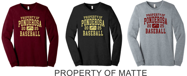 Pondo Baseball Unisex Long Sleeve Tee- 12 Designs- Matte or Glitter