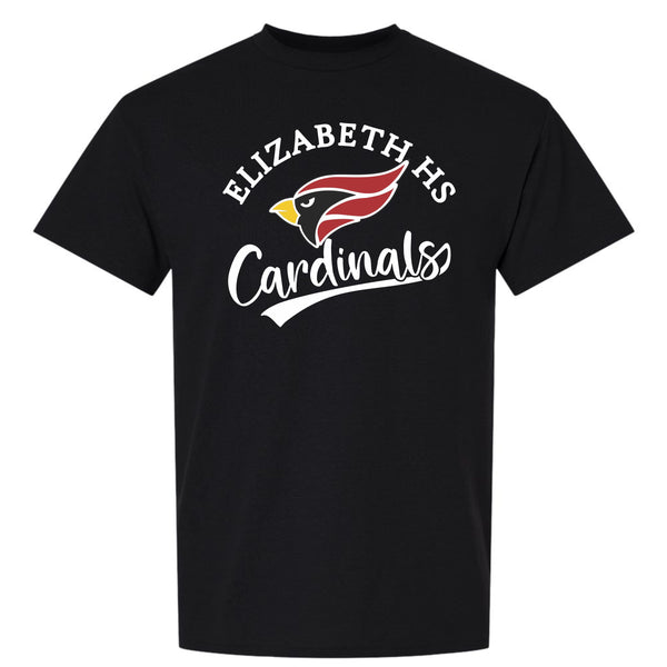 Elizabeth HS Basic Tee CARDINALS Design- Matte or Glitter