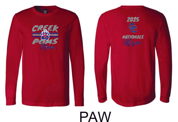 Creek Poms 2025 Unisex, Youth, or Ladies Long Sleeve Tee-5 designs