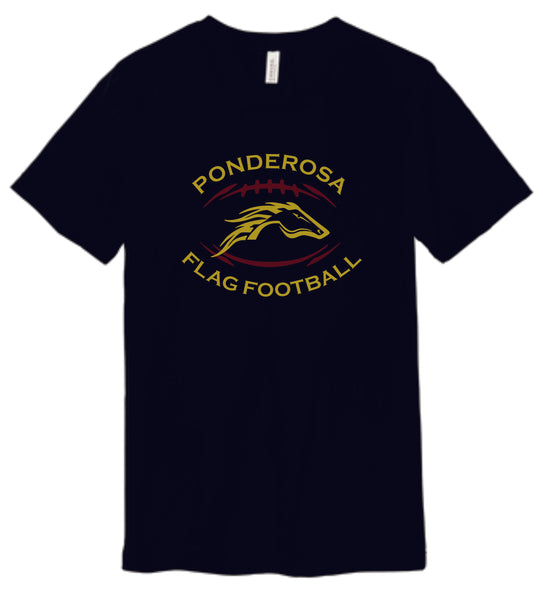 Pondo Flag Football FOOTBALL DESIGN Bella Canvas Tee- Matte or Glitter