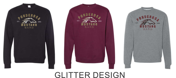 Pondo BAND Crewneck Sweatshirt-Matte and Glitter Designs