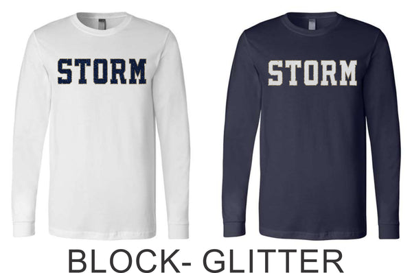 Storm Baseball Unisex Long Sleeve Tee-Matte or Glitter